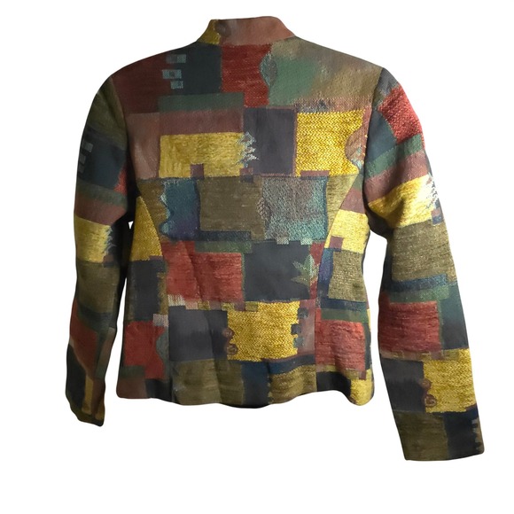 Vintage Bets by Canvasbacks Patchwork Tapestry Jacket Boho Artwear L Textured - Picture 6 of 7